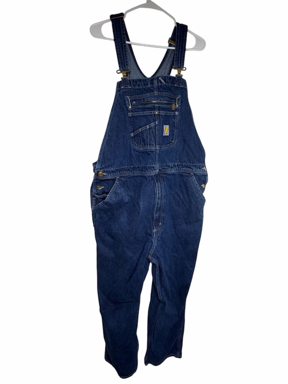 Carhartt Denim Bib Overalls Mens 40x32 Blue Loose Fit Workwear Carpenter Utility